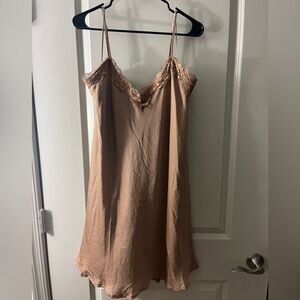 NWT plus size Elegant Lace Trim Tan Slip Dress